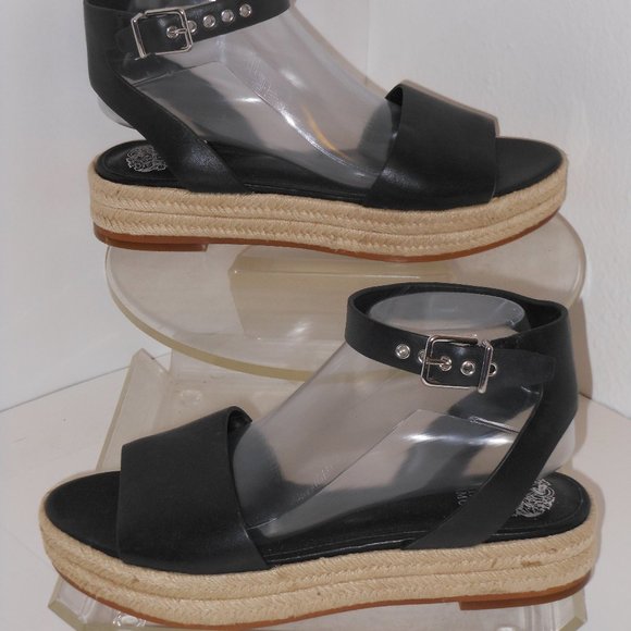 VINCE CAMUTO BLACK GENUINE LEATHER SANDALS SIZE 9.5 MEDIUM - Picture 5 of 7